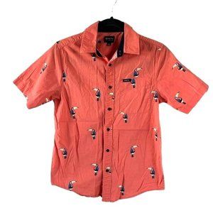 Matix Boys Orange Toucan Short Sleeve Button Up Shirt, Sz Large